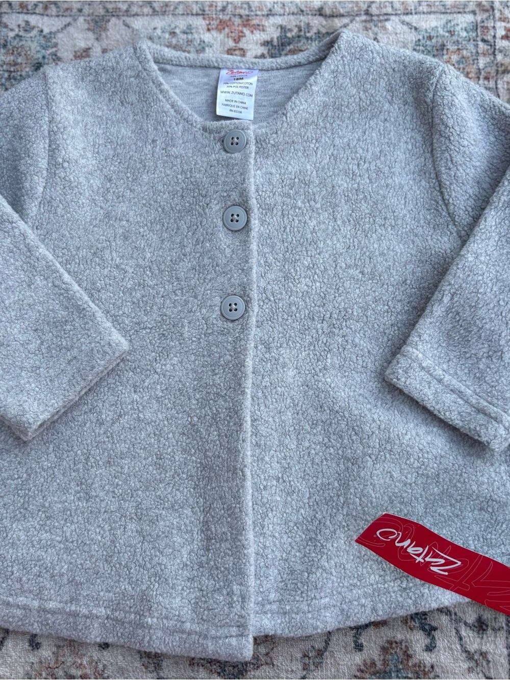 18M Baby Girls Gray Fleece Zutano Cardigan NEW